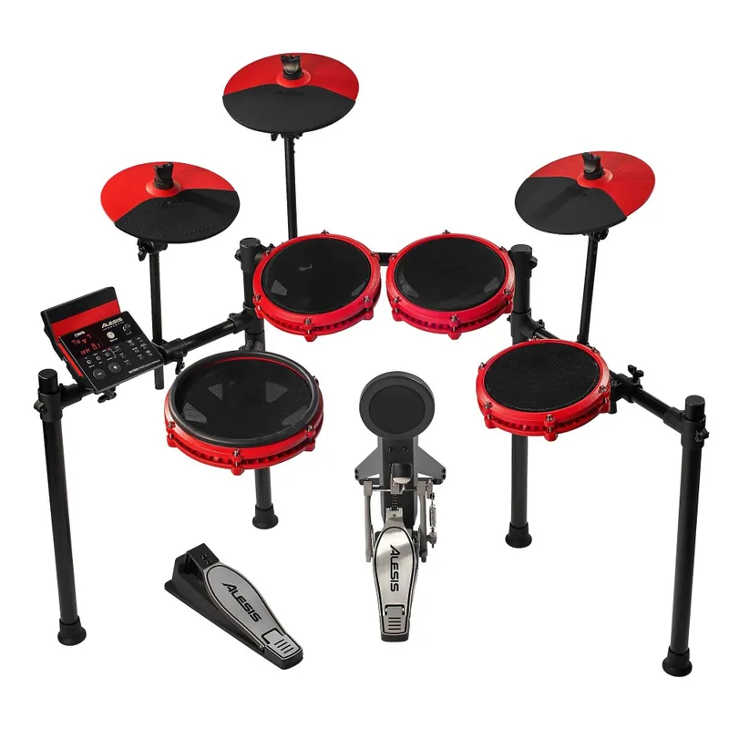 Worldwide Shipping Alesis Nitro Max 8-Piece Special Edition Electronic Drum Set With Bluetooth (Red)