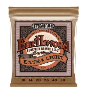 Ernie Ball 2150 Earthwood Extra Light Phospor Bronze Acoustic Guitar Strings (10-50) Top Rated