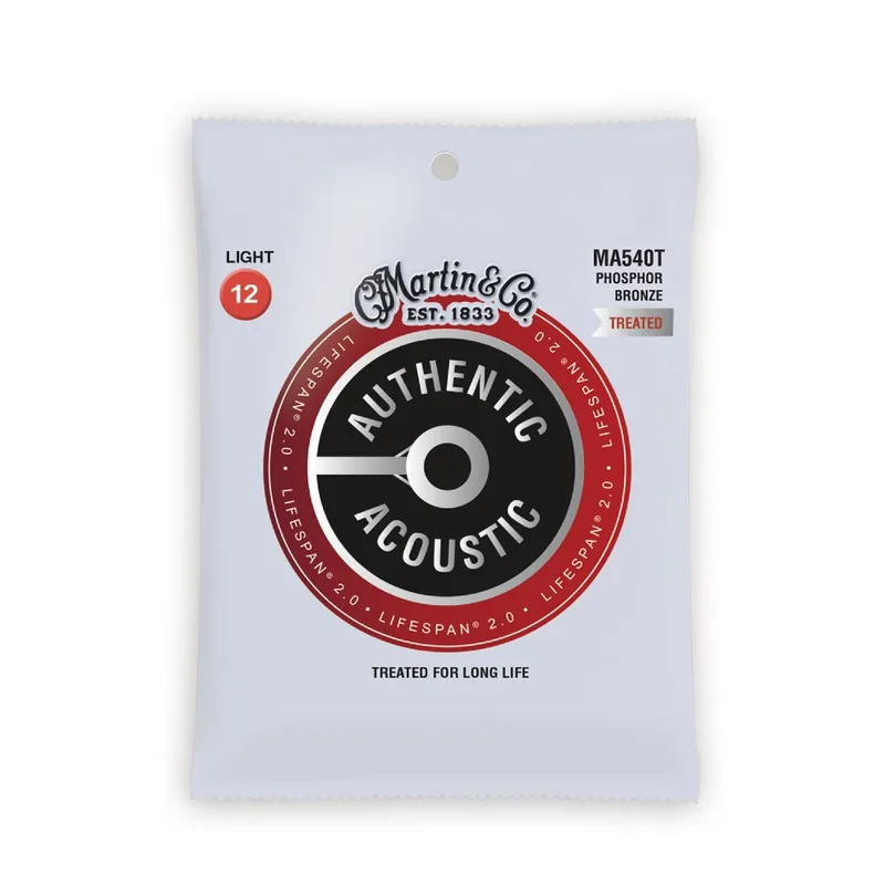 Clearance Martin & Co. MA540T Lifespan 2.0 Treated Phosphor Bronze Authentic Acoustic Guitar Strings (Light 12-54)