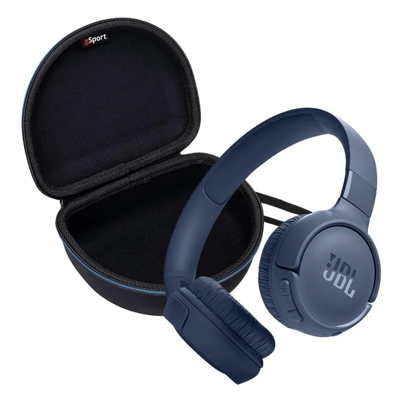JBL Tune 520BT Wireless On Ear Bluetooth Headphone Bundle with gSport Case (Blue) New Release