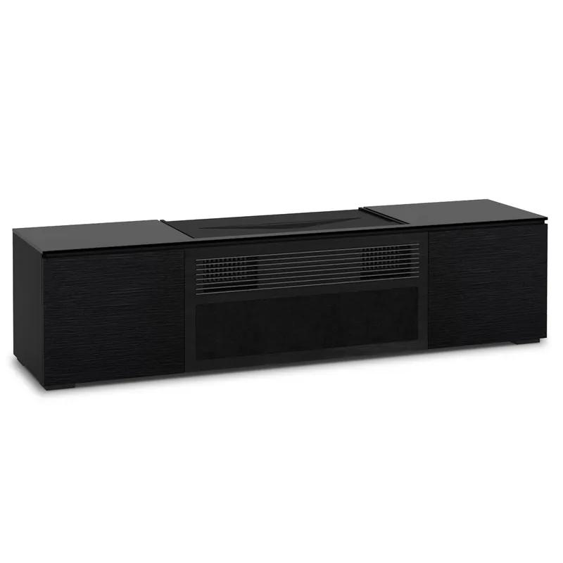 Bulk Order Salamander Designs Chameleon Credenza Chicago UST Media Cabinet - Grass Texture, Black Oak Doors, Black Oak Sides, Black Solid Surface Top