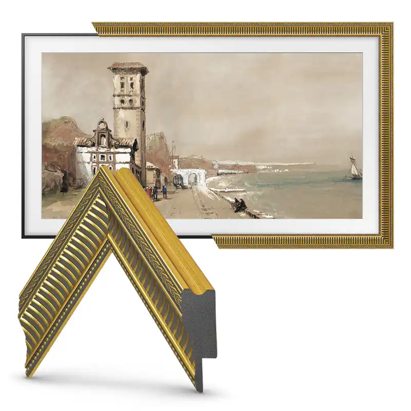 Fan Favorite Deco TV Frames 32" Slim Frame for Samsung The Frame TV 2021-2025 (Empire Gold)