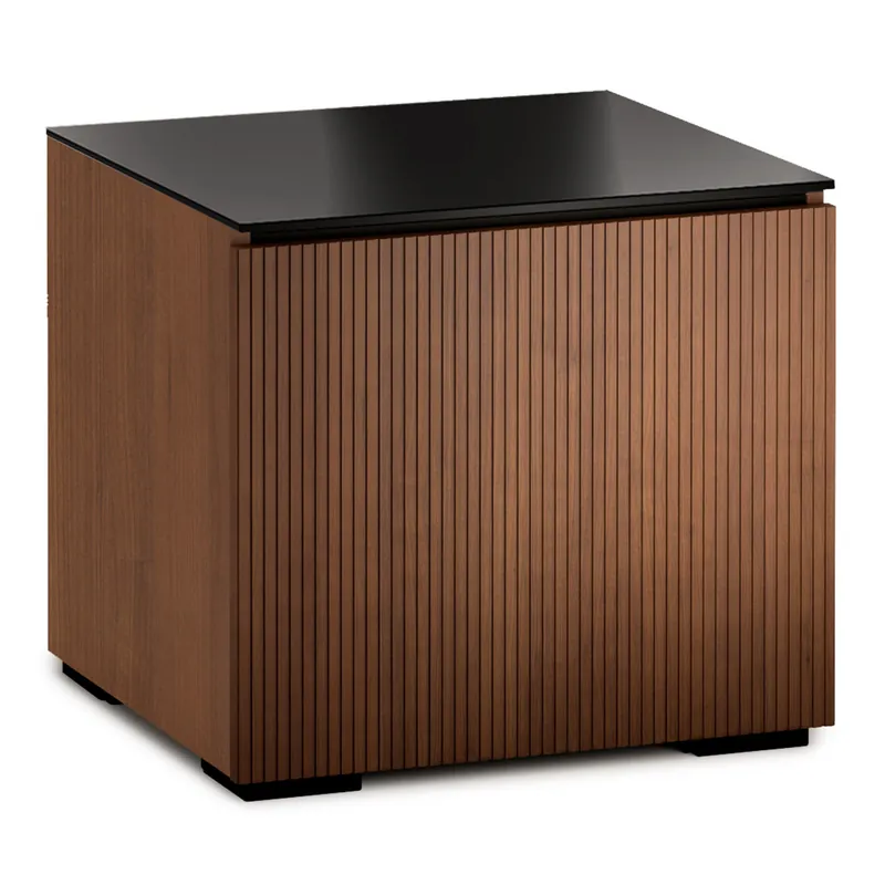 Viral Salamander Designs Chameleon Collection Manhattan 217 Subwoofer Enclosure (Medium Walnut Doors and Black Glass Top)
