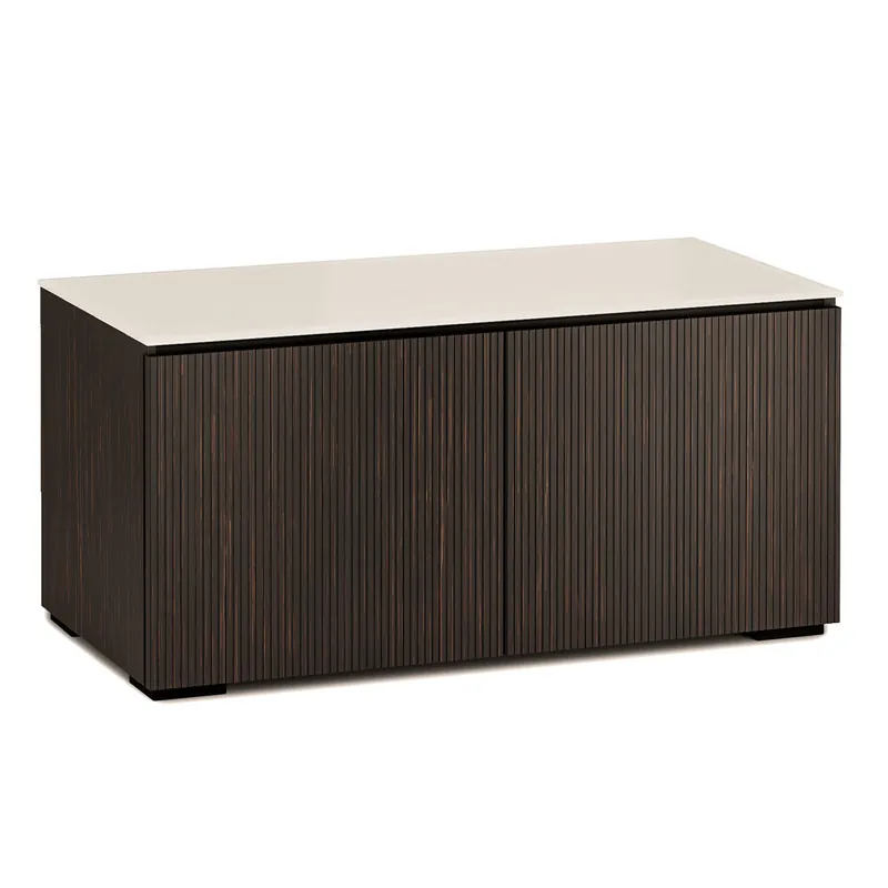 No Minimum Order Salamander Designs Chameleon Collection Manhattan 221 Twin AV Cabinet (Maro Ebony Doors and Sides, Matte Taupe Glass Top)