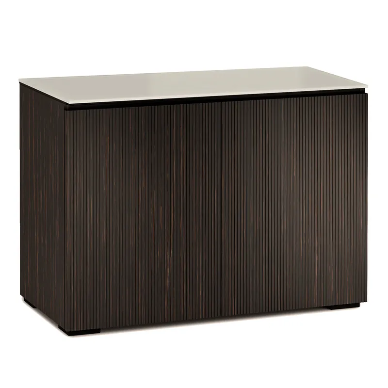 Big Sale Salamander Designs Chameleon Collection Manhattan 323 Twin AV Cabinet (Maro Ebony Doors and Sides, Matte Taupe Glass Top)