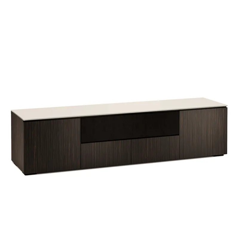 Must Have Salamander Designs Chameleon Collection Manhattan 245 Quad Speaker Integrated AV Cabinet (Maro Ebony Doors and Sides, Matte Taupe Glass Top)
