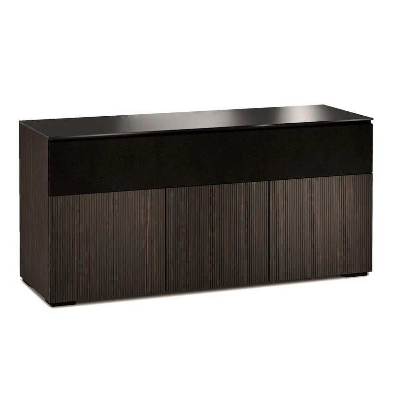 Salamander Designs Chameleon Collection Manhattan 339 Triple Speaker Integrated AV Cabinet (Medium Walnut Doors and Sides, Black Glass Top) Worldwide Shipping