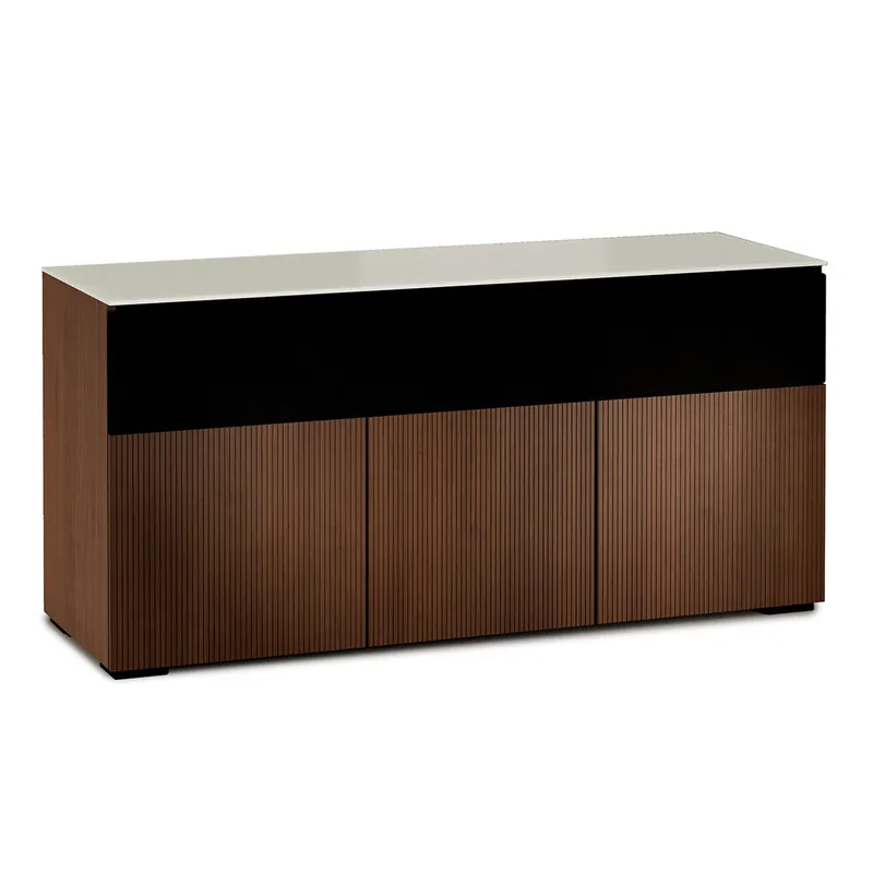 Salamander Designs Chameleon Collection Manhattan 339 Triple Speaker Integrated AV Cabinet (Medium Walnut Doors and Sides, Matte Taupe Glass Top) Secure Checkout