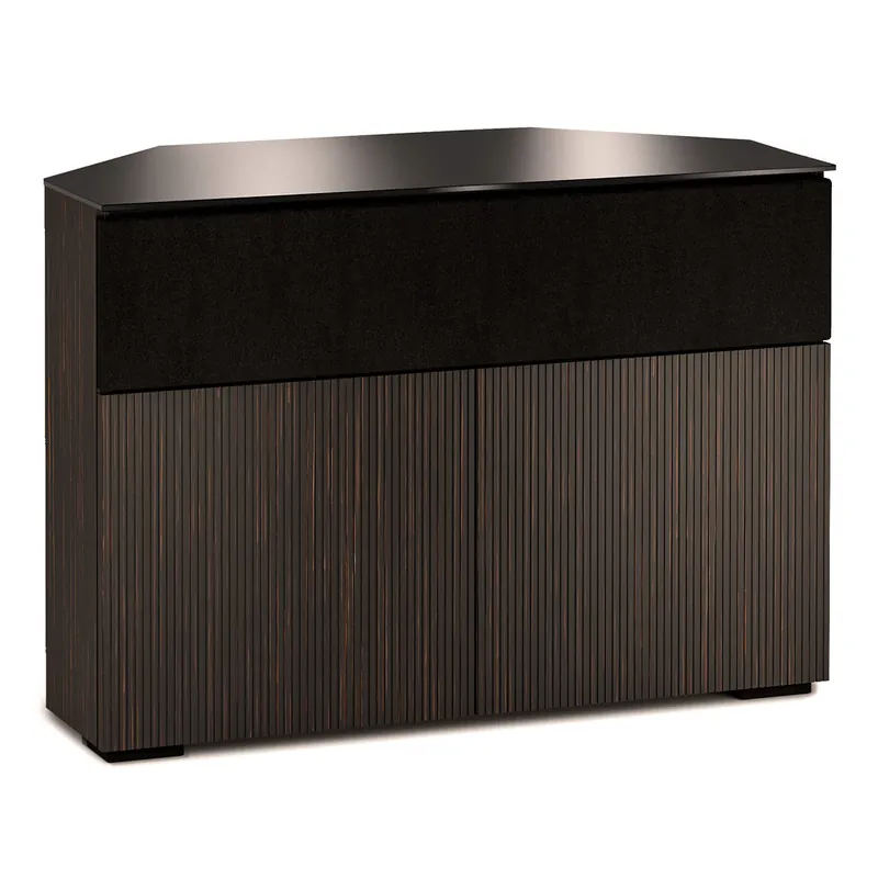 Fast Shipping Salamander Designs Chameleon Collection Manhattan 329 Corner Speaker Integrated Twin AV Cabinet (Maro Ebony Doors and Sides, Black Glass Top)