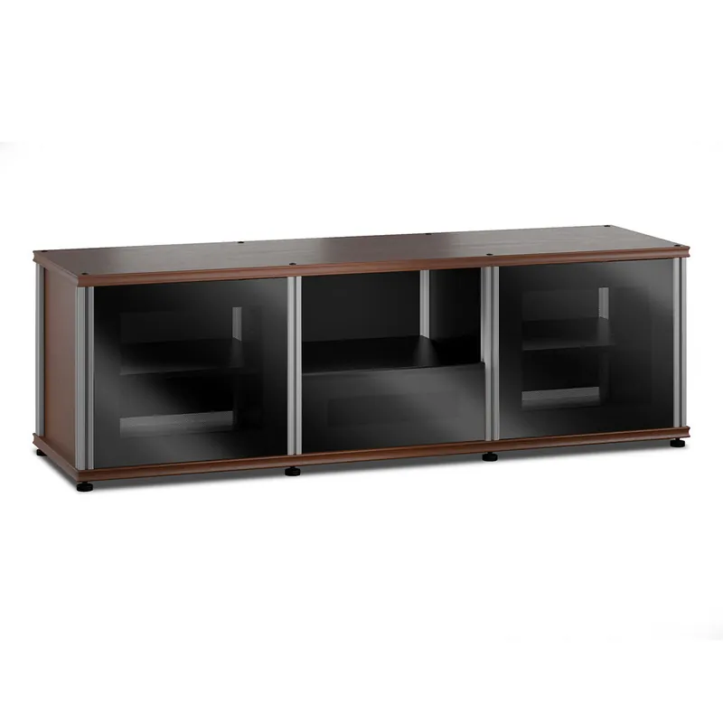 Luxury Salamander Designs Synergy 236 Triple AV Cabinet (American Cherry with Black Glass & Aluminum Posts)