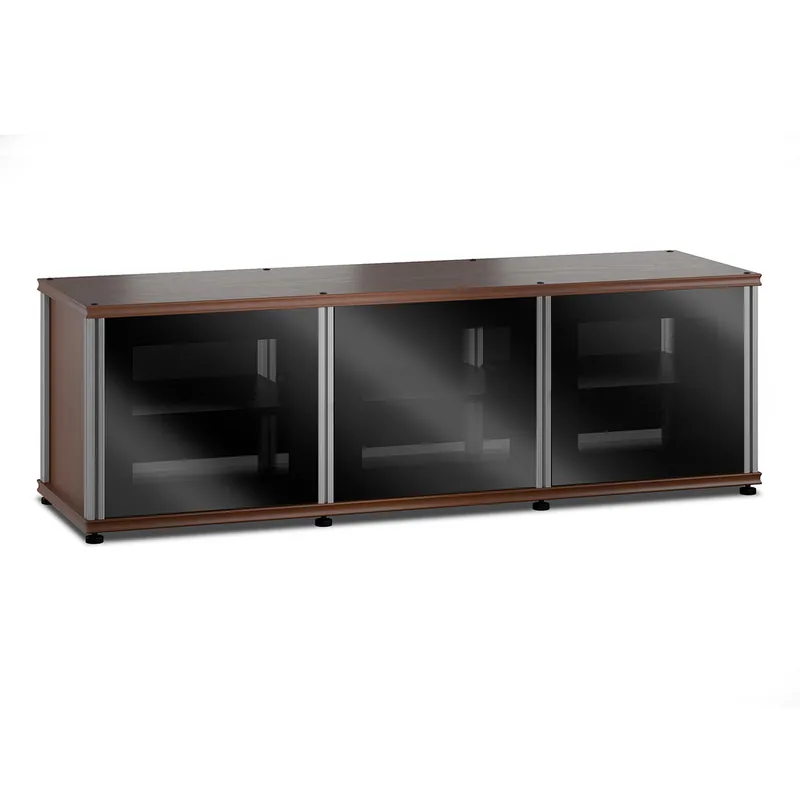 Free Returns Salamander Designs Synergy 237 Triple AV Cabinet (American Cherry with Black Glass & Aluminum Posts)
