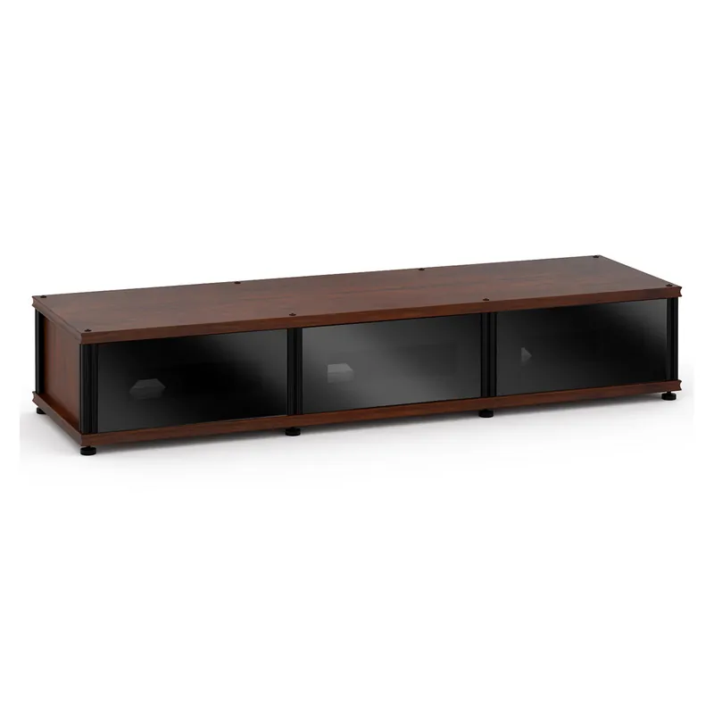Place Order Salamander Designs Synergy 133 Triple AV Cabinet (Walnut with Black Posts)