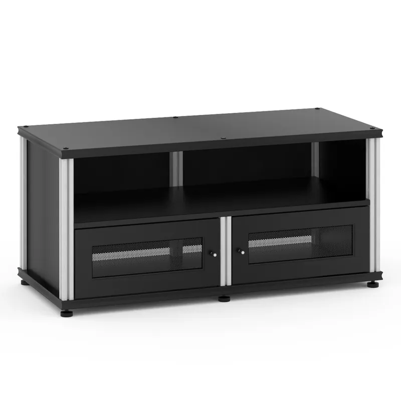 Latest Salamander Designs Synergy 229 Twin AV Cabinet (Black Oak with Aluminum Posts)