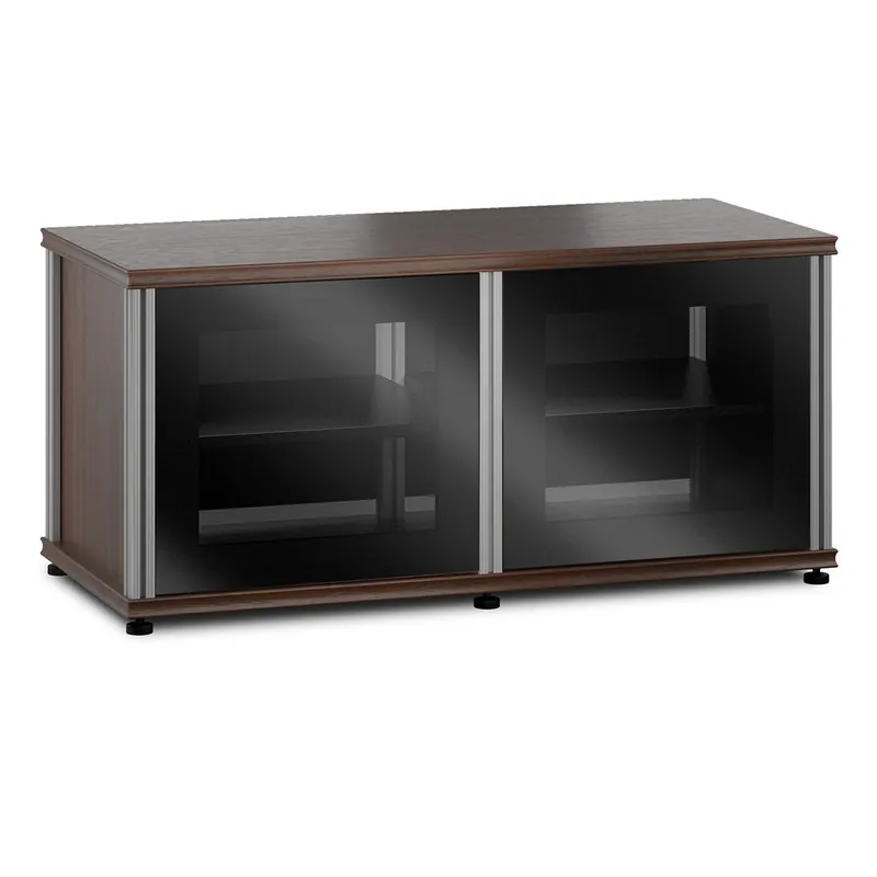 Salamander Designs Synergy 221 Twin AV Cabinet (Dark Walnut with Black Glass & Aluminum Posts) Top Rated