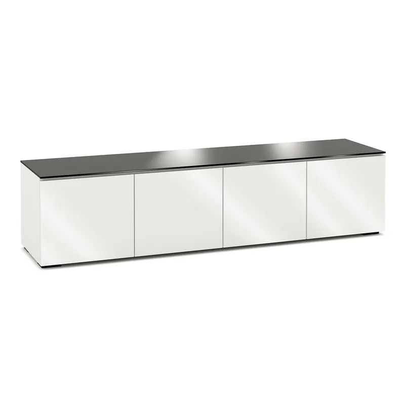 Budget Salamander Designs Chameleon Collection Miami 247 Quad AV Cabinet (High Gloss White with Black Glass Top)