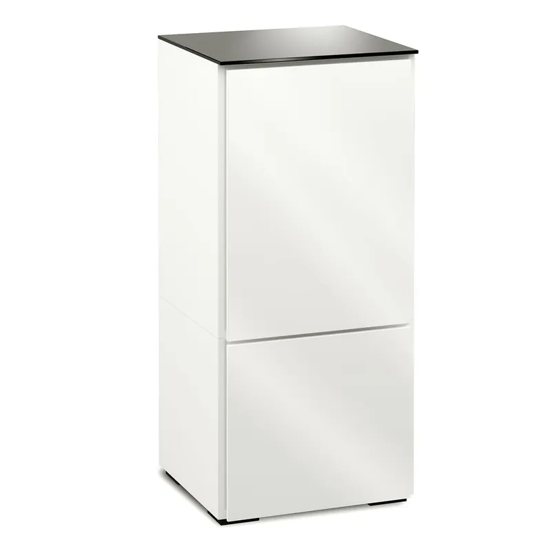 Best Seller Salamander Designs Chameleon Collection Miami 517 Single AV Cabinet (High Gloss White with Black Glass Top)
