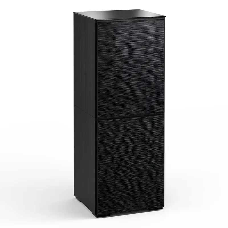 Salamander Designs Chameleon Collection Chicago 617 Twin AV Cabinet (Textured Black Oak with Black Glass Top) Viral