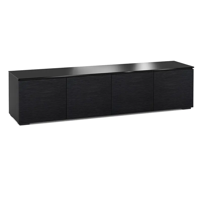 Latest Salamander Designs Chameleon Collection Chicago 247 Quad AV Cabinet (Textured Black Oak with Black Glass)