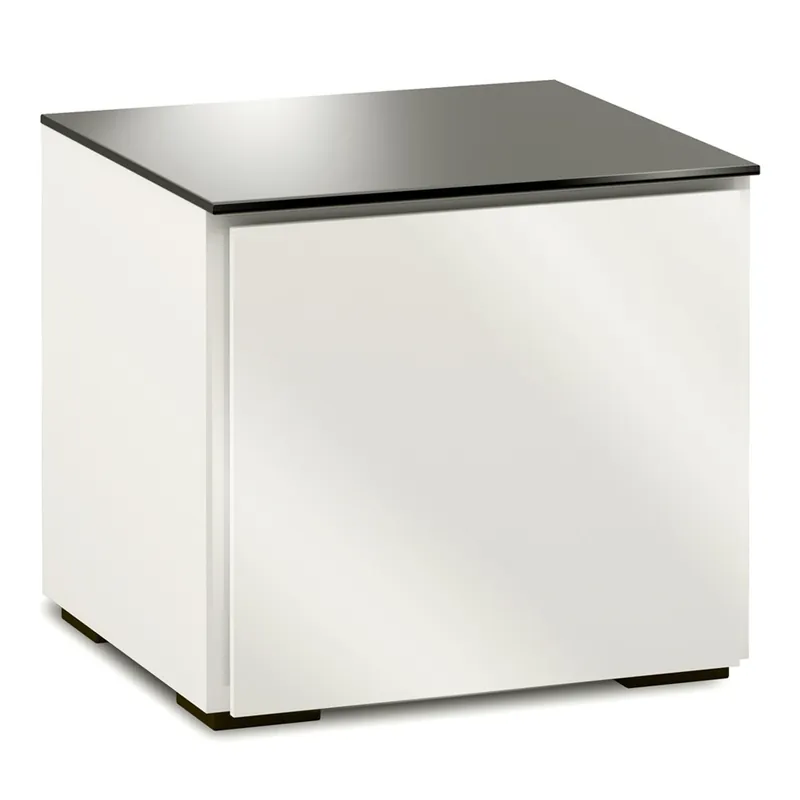 No Minimum Order Salamander Designs Chameleon Collection Miami 217 AV Cabinet (High Gloss White with Black Glass Top)