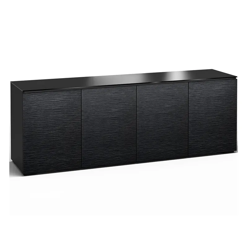 Salamander Designs Chameleon Collection Chicago 347 Quad AV Cabinet (Textured Black Oak with Black Glass Top) Fast Shipping