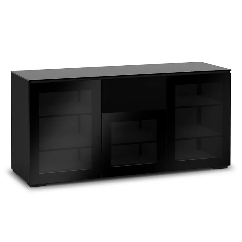 Warranty Included Salamander Designs Chameleon Collection Oslo 336 Triple Speaker Integrated Cabinet (Black Oak with Smoked Glass Doors & Black Glass Top)