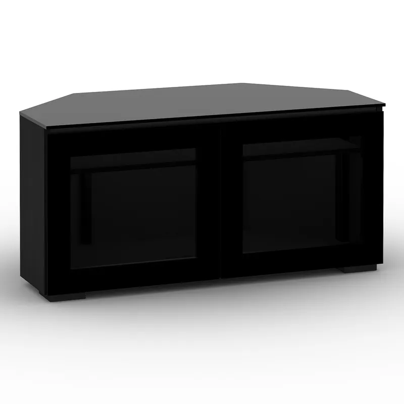Warranty Included Salamander Designs Chameleon Collection Oslo 221 Twin Corner AV Cabinet (Black Oak with Smoked Glass Doors & Black Glass Top)