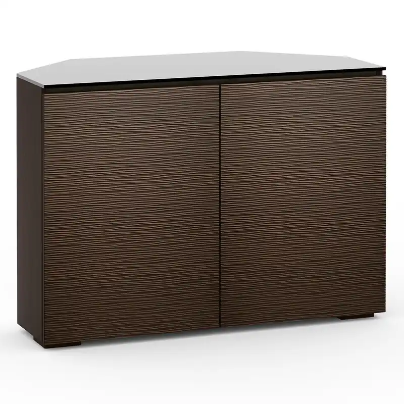Salamander Designs Chameleon Collection Berlin 323 Twin Corner AV Cabinet (Textured Wenge with Black Glass Top) Direct From Factory