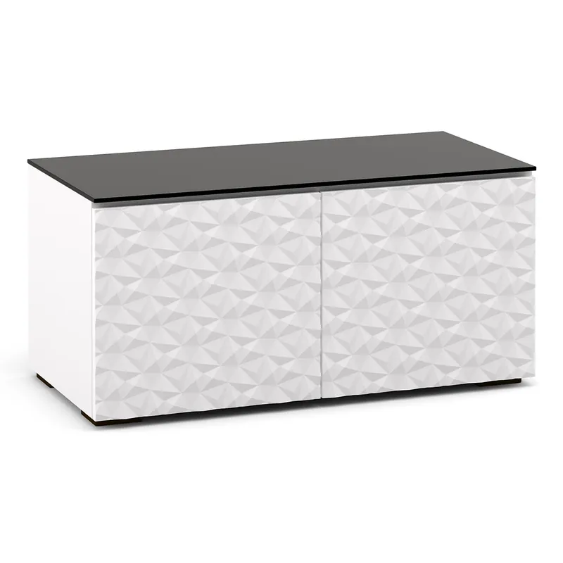 Hot Picks Salamander Designs Chameleon Collection Milan 221 Twin AV Cabinet (Geometric White with Black Glass Top)