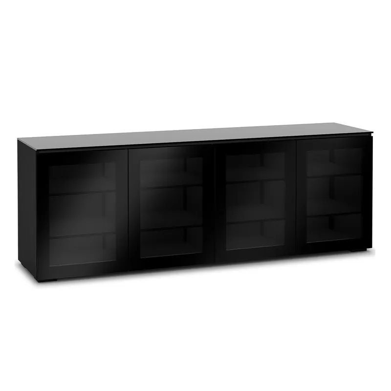 Save Now Salamander Designs Chameleon Collection Oslo 347 Quad AV Cabinet (Black Oak with Smoked Glass Doors & Black Glass Top)
