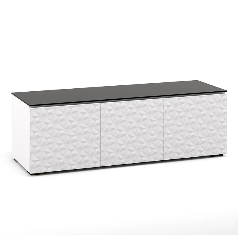 Best Seller Salamander Designs Chameleon Collection Milan 237 Triple AV Cabinet (Geometric White with Black Glass Top)