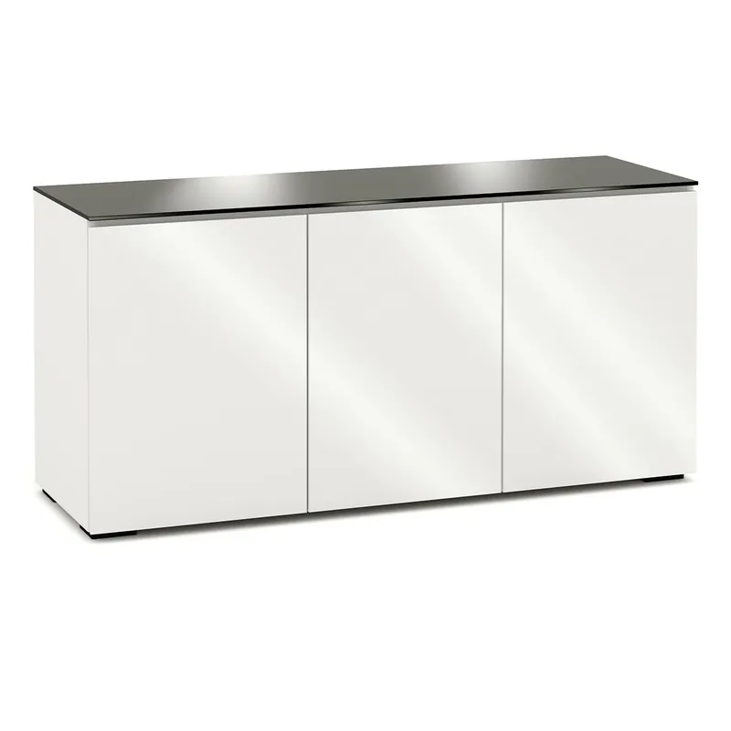 Top Rated Salamander Designs Chameleon Collection Miami 337 Triple AV Cabinet (High Gloss White with Black Glass Top)