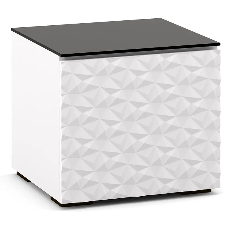 Fast Shipping Salamander Designs Chameleon Collection Milan 217 AV Cabinet (Geometric White with Black Glass Top)
