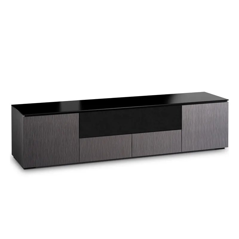 Trusted Brand Salamander Designs Chameleon Collection Seattle 245 Quad Speaker Integrated Cabinet (Gray Oak with Black Glass Top)