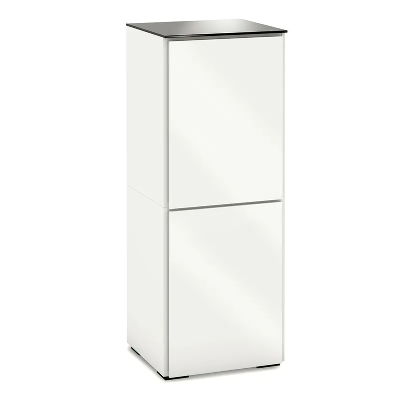 Luxury Salamander Designs Chameleon Collection Miami 617 Single AV Cabinet (High Gloss White with Black Glass Top)