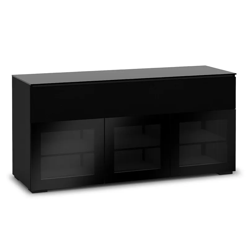 Order Now Salamander Designs Chameleon Collection Oslo 339 Triple Speaker Integrated Cabinet (Black Oak with Smoked Glass Doors & Black Glass Top)