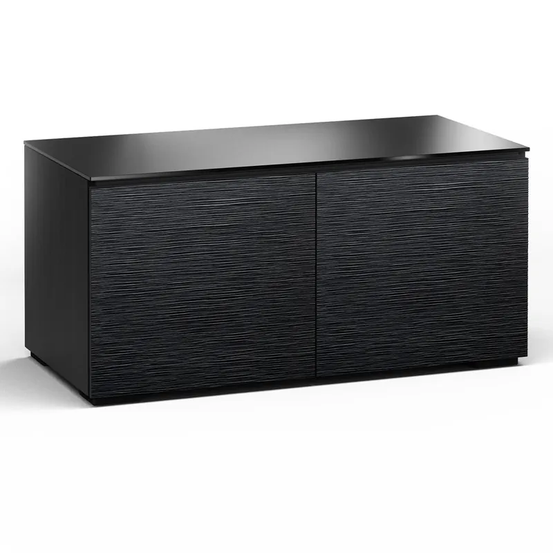 Salamander Designs Chameleon Collection Chicago 221 Twin AV Cabinet (Textured Black Oak with Black Glass Top) Special Offer