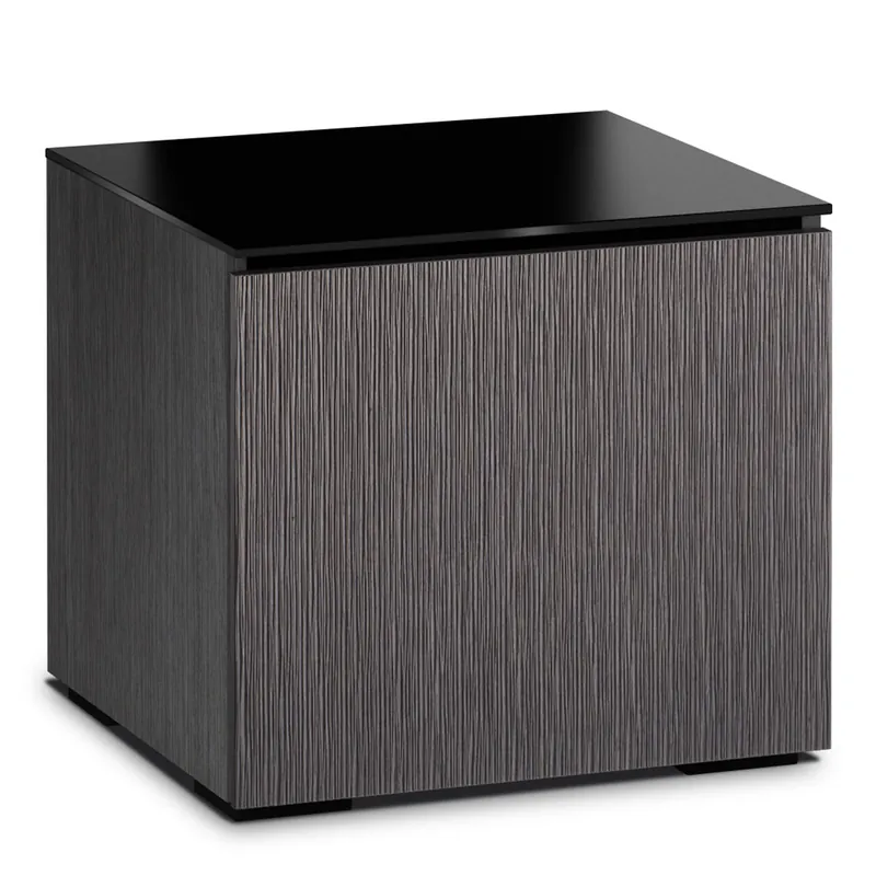 Modern Salamander Designs Chameleon Collection Seattle 217 AV Cabinet (Gray Oak with Black Glass Top)