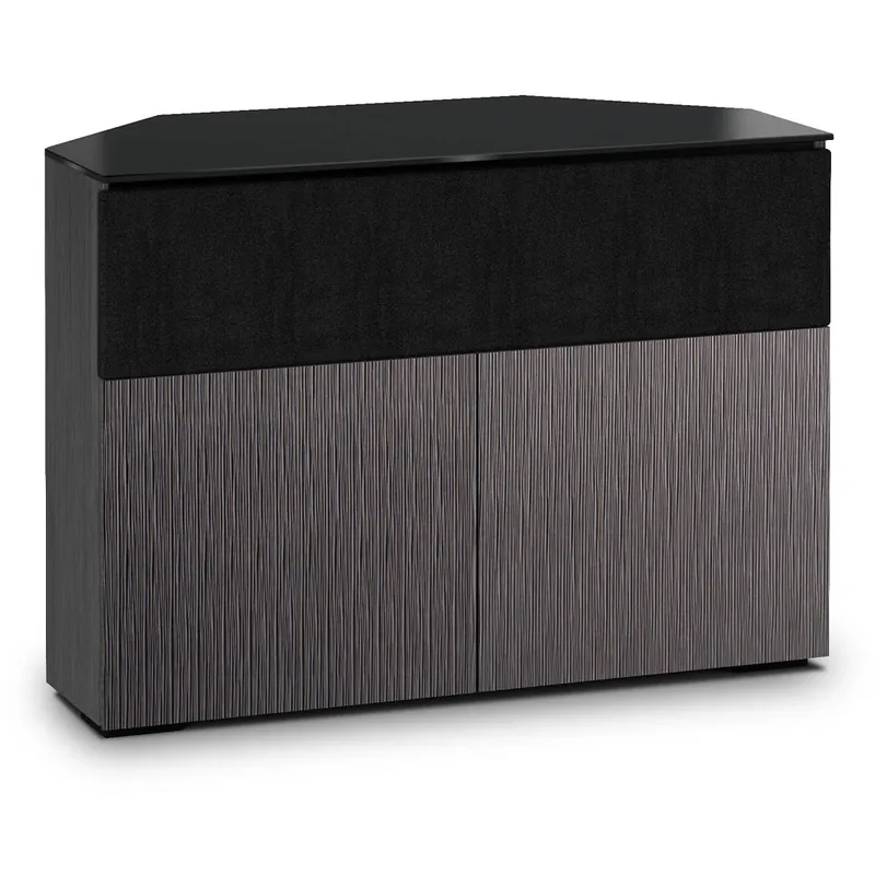Next Day Delivery Salamander Designs Chameleon Collection Seattle 329 Twin Speaker Integrated Corner Cabinet (Gray Oak with Black Glass)