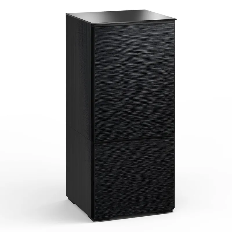 Salamander Designs Chameleon Collection Chicago 517 Twin AV Cabinet (Textured Black Oak with Black Glass Top) New Arrival