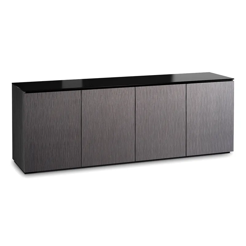 Authentic Salamander Designs Chameleon Collection Seattle 347 Quad AV Cabinet (Gray Oak with Black Glass)