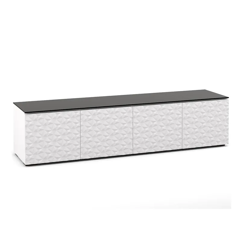 New Release Salamander Designs Chameleon Collection Milan 247 Quad AV Cabinet (Geometric White with Black Glass Top)