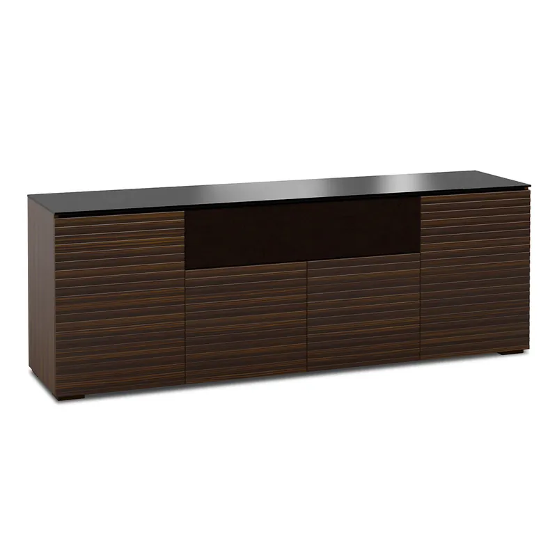 Luxury Salamander Designs Chameleon Collection Zurich 345 Quad Speaker Integrated Cabinet (Horizontal Wood Pattern with Black Glass Top)