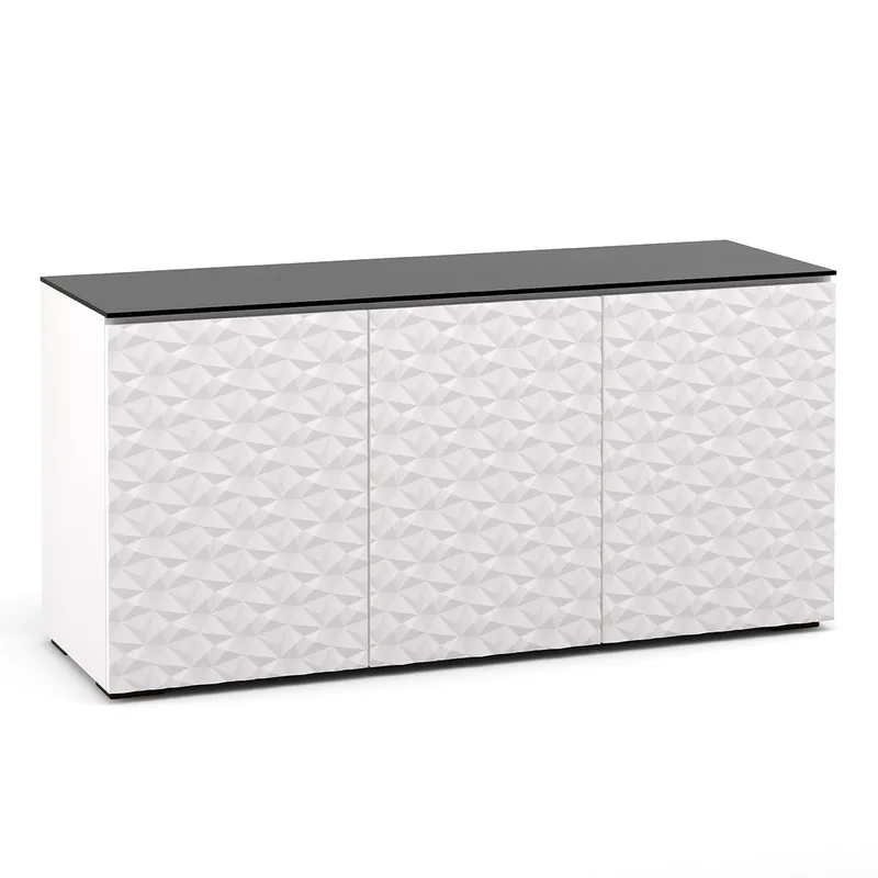 Limited Offer Salamander Designs Chameleon Collection Milan 337 Triple AV Cabinet (Geometric White with Black Glass Top)