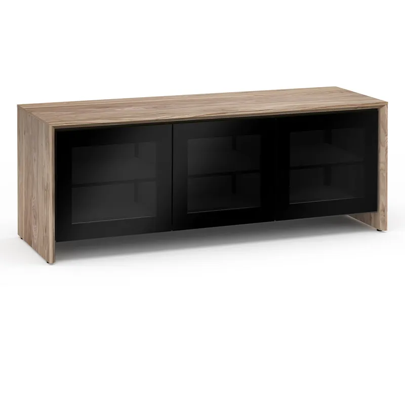 Hot Deal Salamander Designs Chameleon Collection Barcelona 237 Triple AV Cabinet (Natural Walnut with Black Glass Doors)