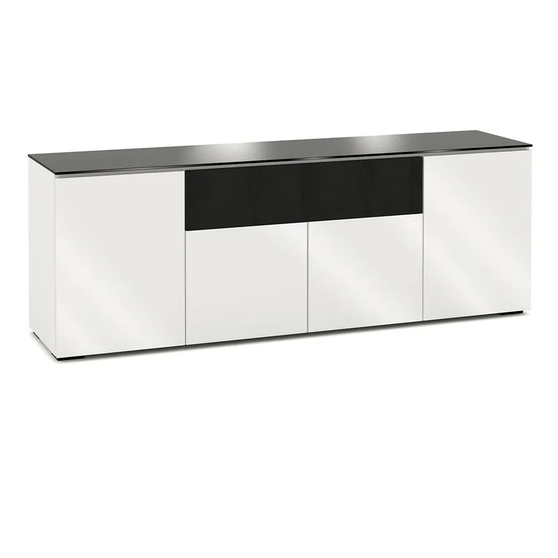 Money Back Guarantee Salamander Designs Chameleon Collection Miami 345 Quad Speaker Integrated Cabinet (High Gloss White with Black Glass Top)