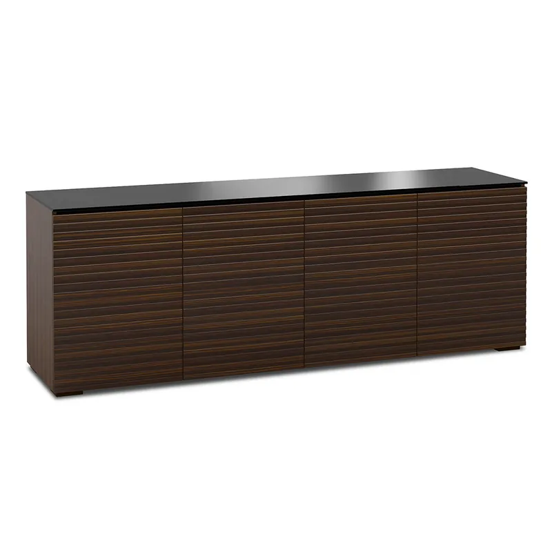 Trusted Brand Salamander Designs Chameleon Collection Zurich 347 Quad AV Cabinet (Horizontal Wood Pattern with Black Glass Top)