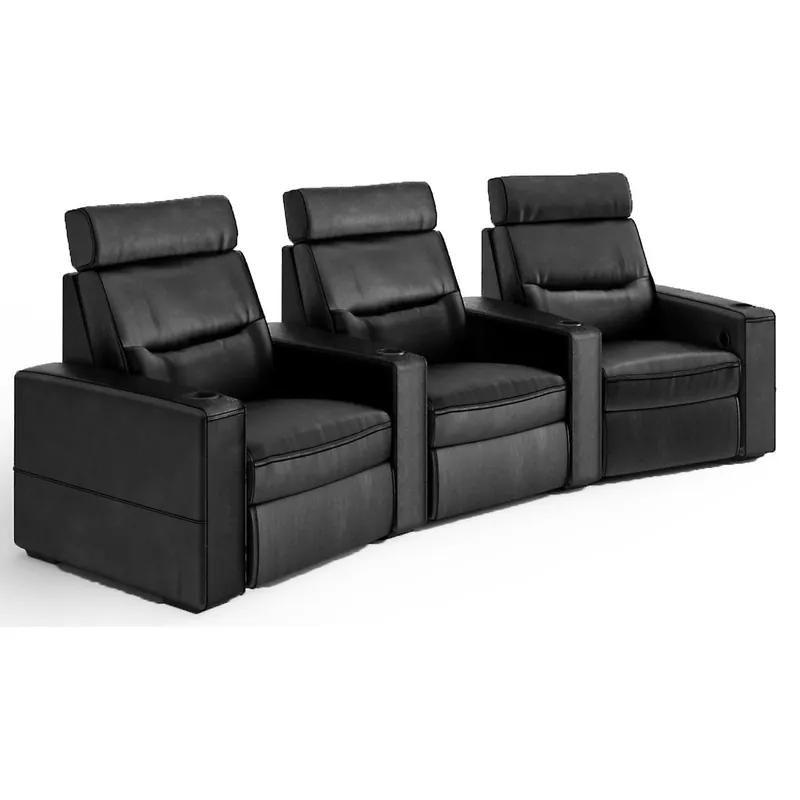 Express Delivery Salamander Designs TC3 AV Basics 3-Seat Wedge Motorized Recliner Home Theater Seating (Black Bonded Leather)