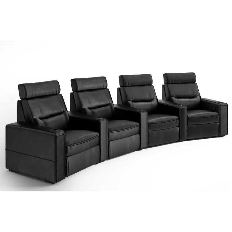 Salamander Designs TC3 AV Basics 4-Seat Wedge Motorized Recliner Home Theater Seating (Black Bonded Leather) Premium