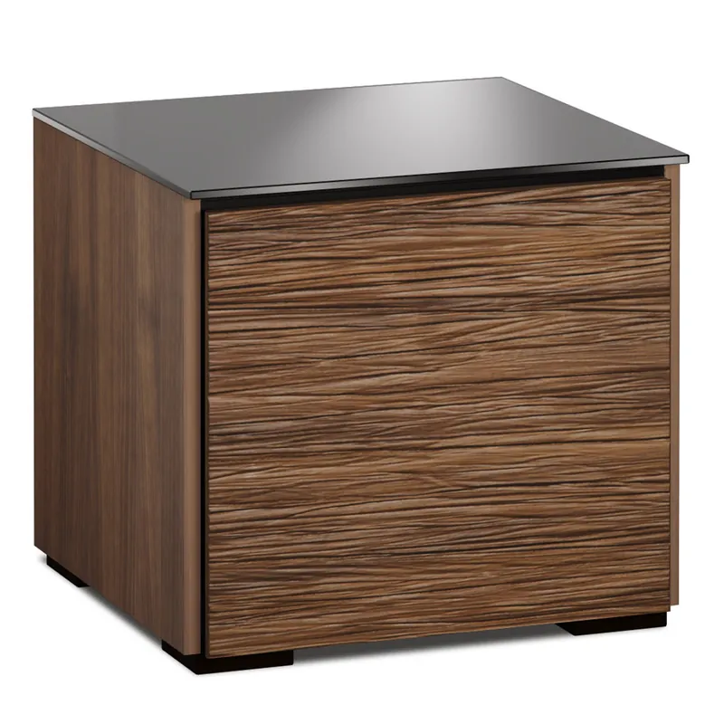 Fast Shipping Salamander Designs Chameleon Collection Denver 217 AV Cabinet (Deep Textured Medium Walnut with Black Glass Top)