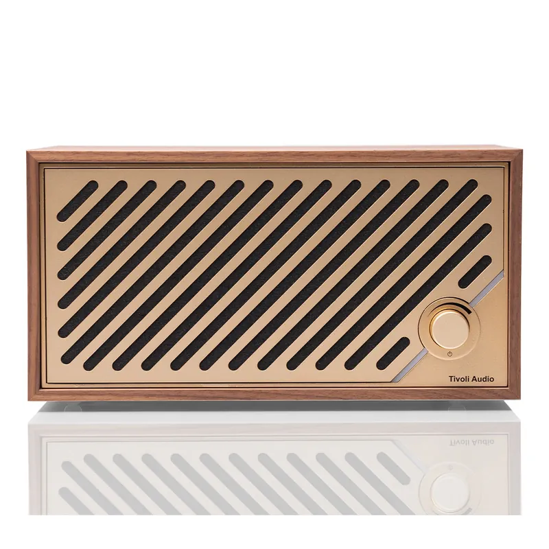 Tivoli Audio Model Two Digital Bluetooth Speaker with Built-In Airplay2, Chromecast, and Wi-Fi (Walnut/Gold) Today Only